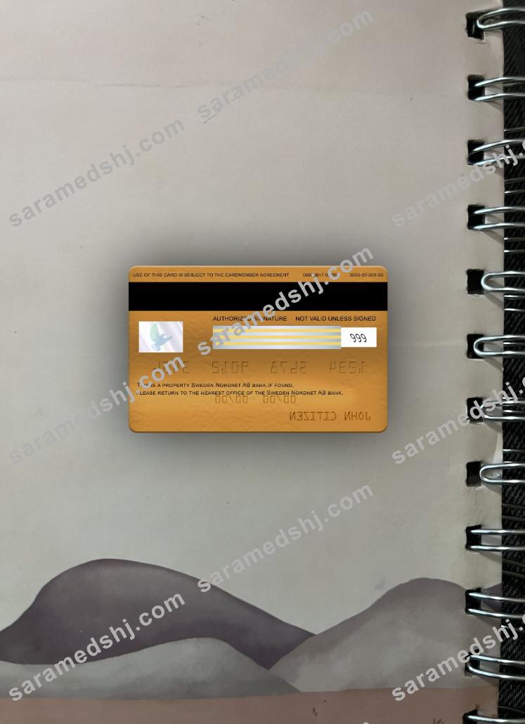 Sweden Nordnet AB bank visa signature card photolook back